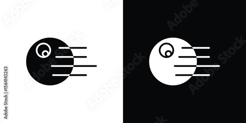 Death star icon simple flat graphic illustrations. Black and white silhouette vector