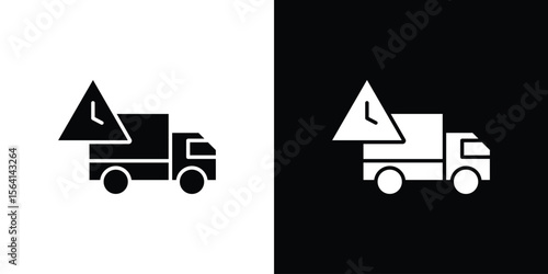 Delivery delay icon simple flat graphic illustrations. Black and white silhouette vector
