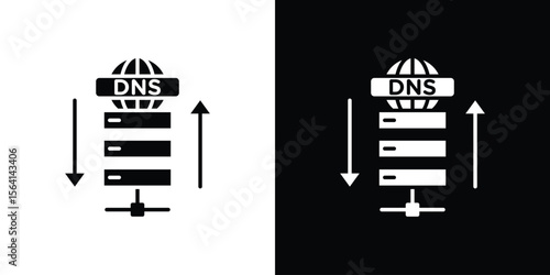 DNS icon simple flat graphic illustrations. Black and white silhouette vector