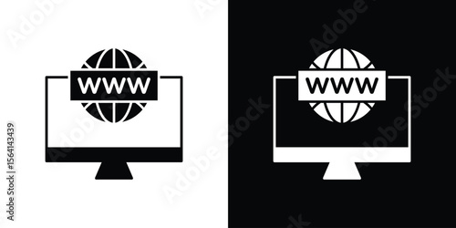 Domain icon simple flat graphic illustrations. Black and white silhouette vector
