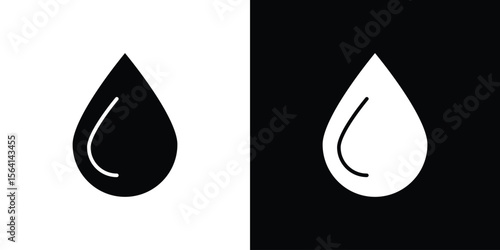 Drop icon simple flat graphic illustrations. Black and white silhouette vector