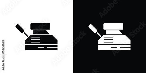 Floor sanding machine icon simple flat graphic illustrations. Black and white silhouette vector