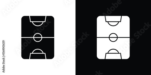 Football field icon simple flat graphic illustrations. Black and white silhouette vector