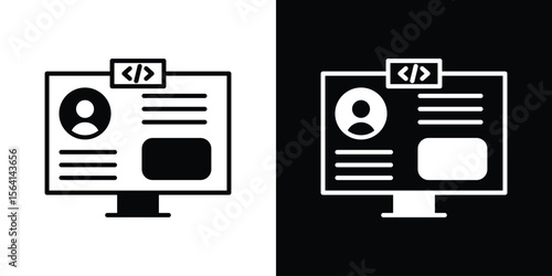 Front end icon simple flat graphic illustrations. Black and white silhouette vector