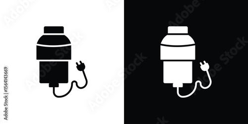 Garbage disposal icon simple flat graphic illustrations. Black and white silhouette vector