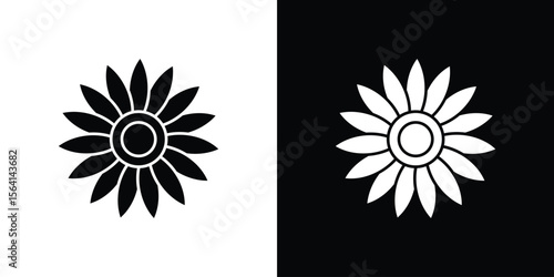 Gerbera icon simple flat graphic illustrations. Black and white silhouette vector