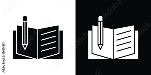 Homework icon simple flat graphic illustrations. Black and white silhouette vector