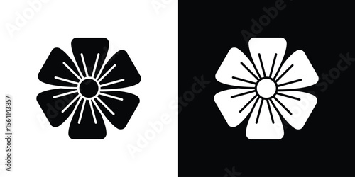 Hypericum icon simple flat graphic illustrations. Black and white silhouette vector