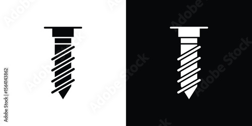 Implant Fixture icon simple flat graphic illustrations. Black and white silhouette vector