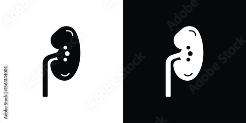 Kidney disease icon simple flat graphic illustrations. Black and white silhouette vector