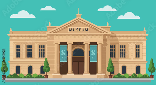 Grand Museum Building with Classical Architecture Illustration