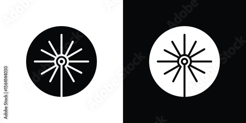 Laser beam icon simple flat graphic illustrations. Black and white silhouette vector