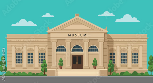 Grand Museum Building with Classical Architecture Illustration