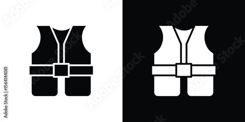 Lifejacket icon simple flat graphic illustrations. Black and white silhouette vector