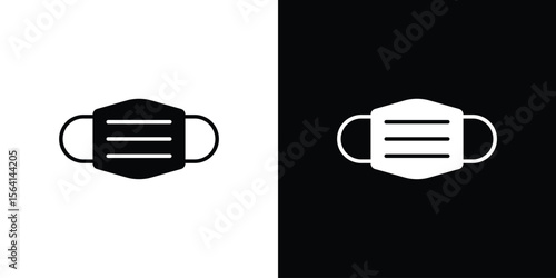 Medical mask icon simple flat graphic illustrations. Black and white silhouette vector
