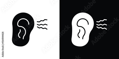 Otitis icon simple flat graphic illustrations. Black and white silhouette vector