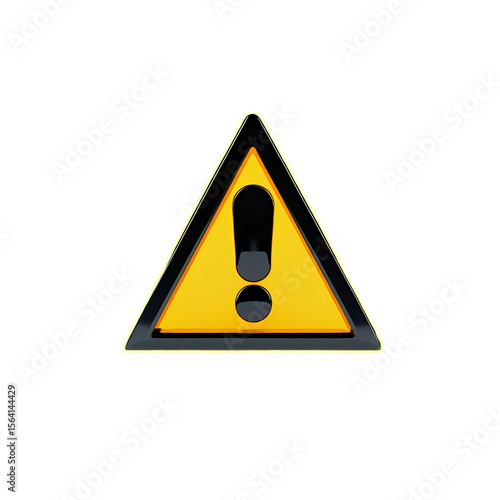 A yellow triangle warning sign with an exclamation symbol indicates road danger and caution. A yellow triangular warning sign with a black exclamation mark in the center, is framed by a black border