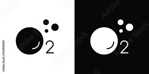 Oxygen O2 icon simple flat graphic illustrations. Black and white silhouette vector