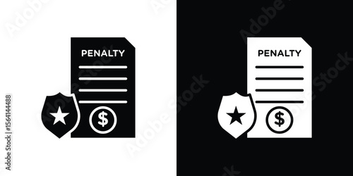 Penalty icon simple flat graphic illustrations. Black and white silhouette vector