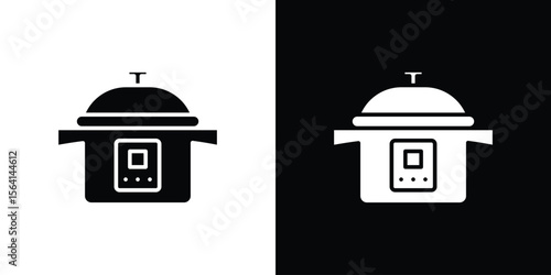 pressure cooker icon simple flat graphic illustrations. Black and white silhouette vector