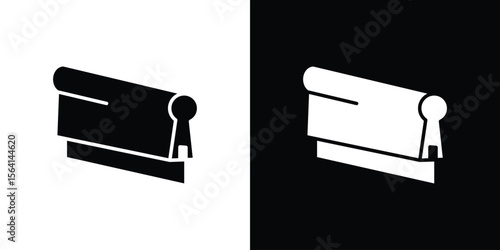 Print screen icon simple flat graphic illustrations. Black and white silhouette vector