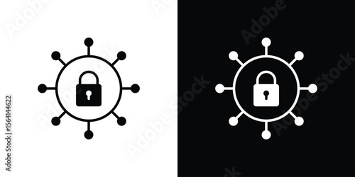 Private network icon simple flat graphic illustrations. Black and white silhouette vector