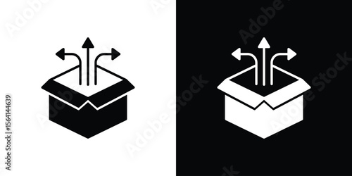 Product release icon simple flat graphic illustrations. Black and white silhouette vector