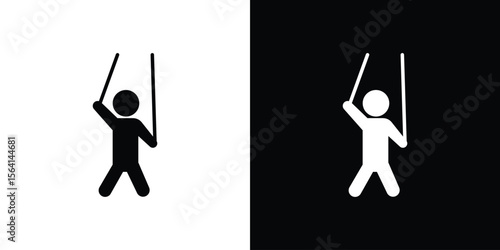 Puppet icon simple flat graphic illustrations. Black and white silhouette vector