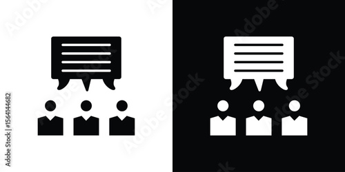 Public opinion icon simple flat graphic illustrations. Black and white silhouette vector