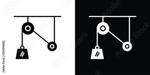 Pulley icon simple flat graphic illustrations. Black and white silhouette vector