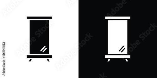 Roll up banners icon simple flat graphic illustrations. Black and white silhouette vector