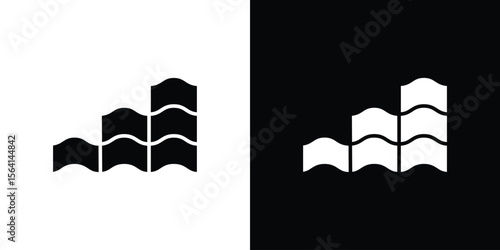 Roof tile icon simple flat graphic illustrations. Black and white silhouette vector