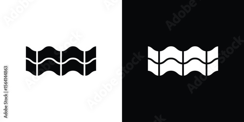 Roof tile icon simple flat graphic illustrations. Black and white silhouette vector