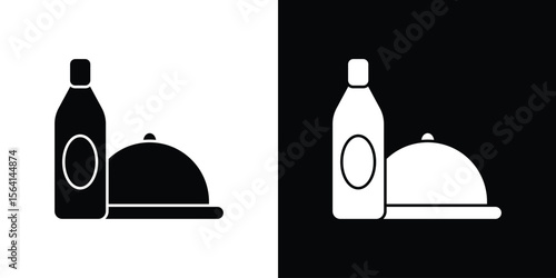 Room service icon simple flat graphic illustrations. Black and white silhouette vector