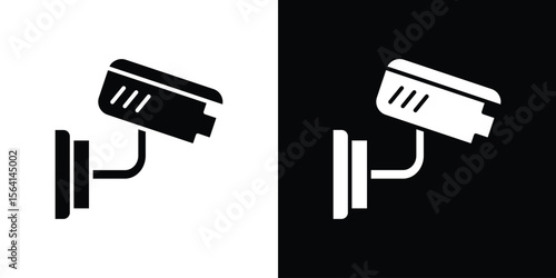 Security camera icon simple flat graphic illustrations. Black and white silhouette vector