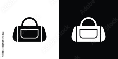 Sports bag icon simple flat graphic illustrations. Black and white silhouette vector