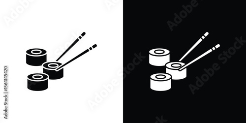 Sushi icon simple flat graphic illustrations. Black and white silhouette vector