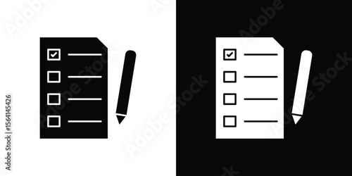 Survey icon simple flat graphic illustrations. Black and white silhouette vector