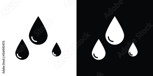 Tear drop icon simple flat graphic illustrations. Black and white silhouette vector