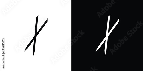 Toothpick icon simple flat graphic illustrations. Black and white silhouette vector
