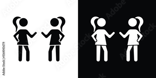 Twin icon simple flat graphic illustrations. Black and white silhouette vector