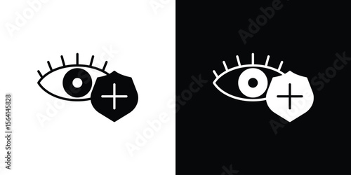 Vision insurance icon simple flat graphic illustrations. Black and white silhouette vector