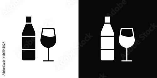 Vodka icon simple flat graphic illustrations. Black and white silhouette vector