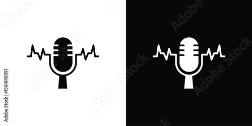 Voice recognition icon simple flat graphic illustrations. Black and white silhouette vector
