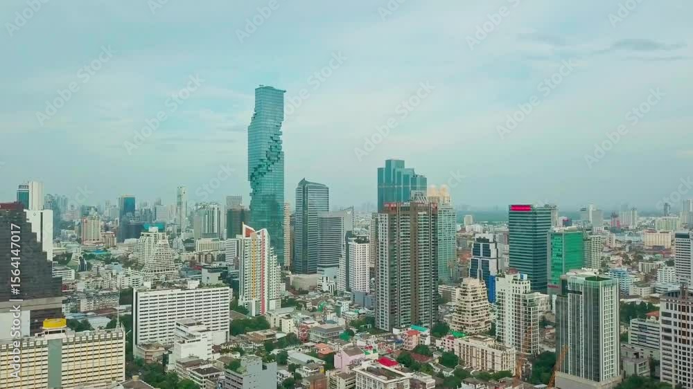 A panoramic view of the bangkok skyline with modern architecture A panoramic view of the bangkok skyline with modern architecture