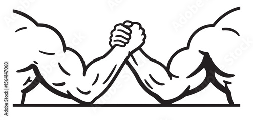 Arm wrestling icon featuring strong arms in competition, minimalist design