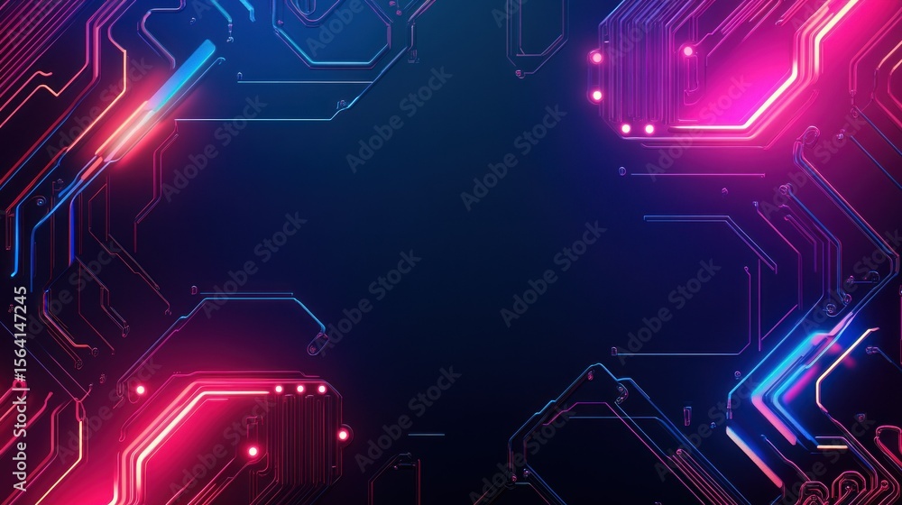 Obraz premium Abstract circuit board neon design