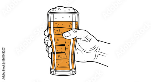 Hand holding a glass of beer for a beverage enjoyment and social concept