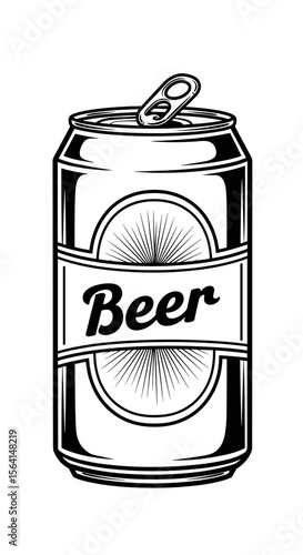 Can of beer with a vintage design for a beverage and relaxation concept