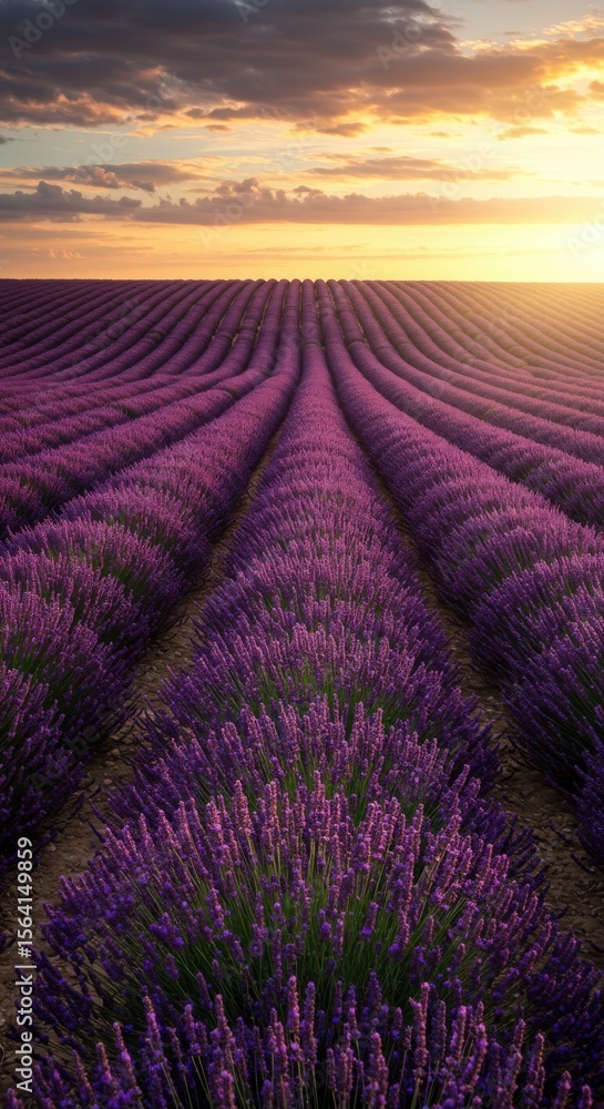 Fototapeta premium Sunset Serenity over a Lavender Field